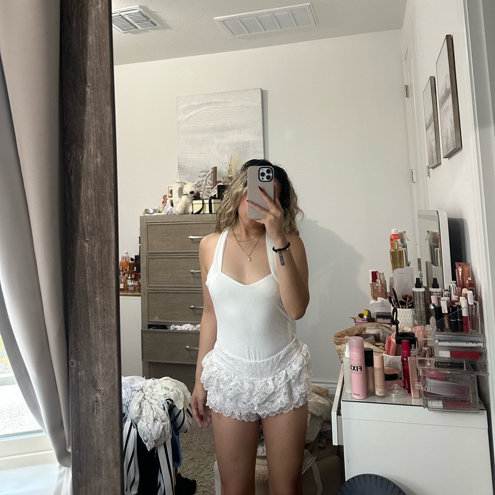 Superdown White Lace Bodysuit